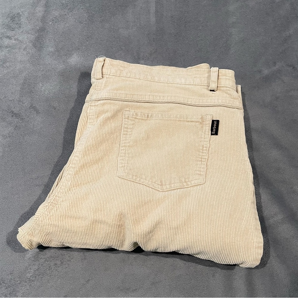 Barbour Pants Womens 12 Beige Corduroy Straight Cords Designer Preppy